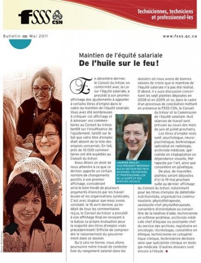 Bulletin d’information du personnel des techncien-nes et des professionnel-es, mai 2011
