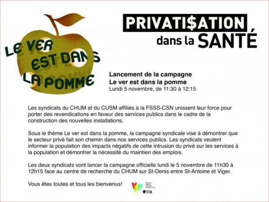 Lancement de la campagne Le ver est dans la pomme le 5 novembre prochain
