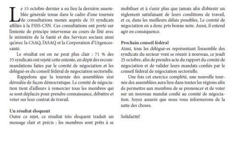 Bulletin Info-Négo no. 30 du secteur préhospitalier