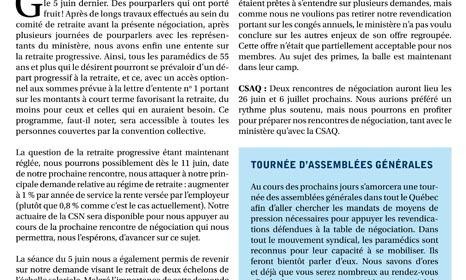 Bulletin Info-négo no. 24 du secteur préhospitalier