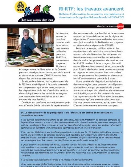 Bulletin d’information des RI-RTF, mars 2011