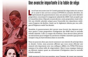 Bulletin d’info RMU : une avancée importante à la table de négociation