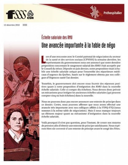 Bulletin d’info RMU : une avancée importante à la table de négociation