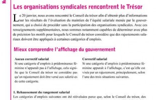 Info-maintien équité : les syndicats rencontrent le Conseil du trésor – février 2011