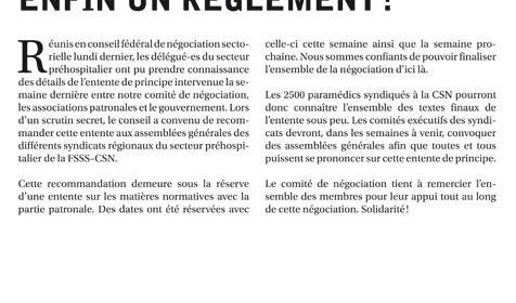 Bulletin Info-négo no. 28 du secteur préhospitalier