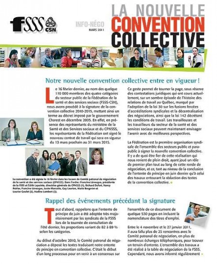 Secteur public : la convention collective FSSS bientôt disponible dans les syndicats