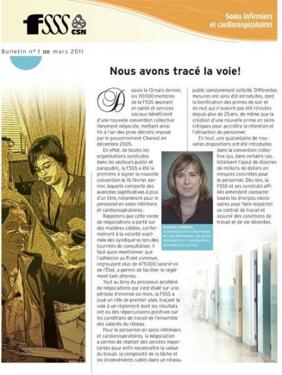 Bulletin d’information en soins infirmiers et cardiorespiratoires, avril 2011