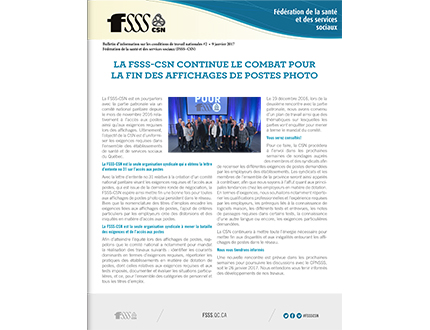 La FSSS-CSN continue le combat pour la fin des affichages de postes photo