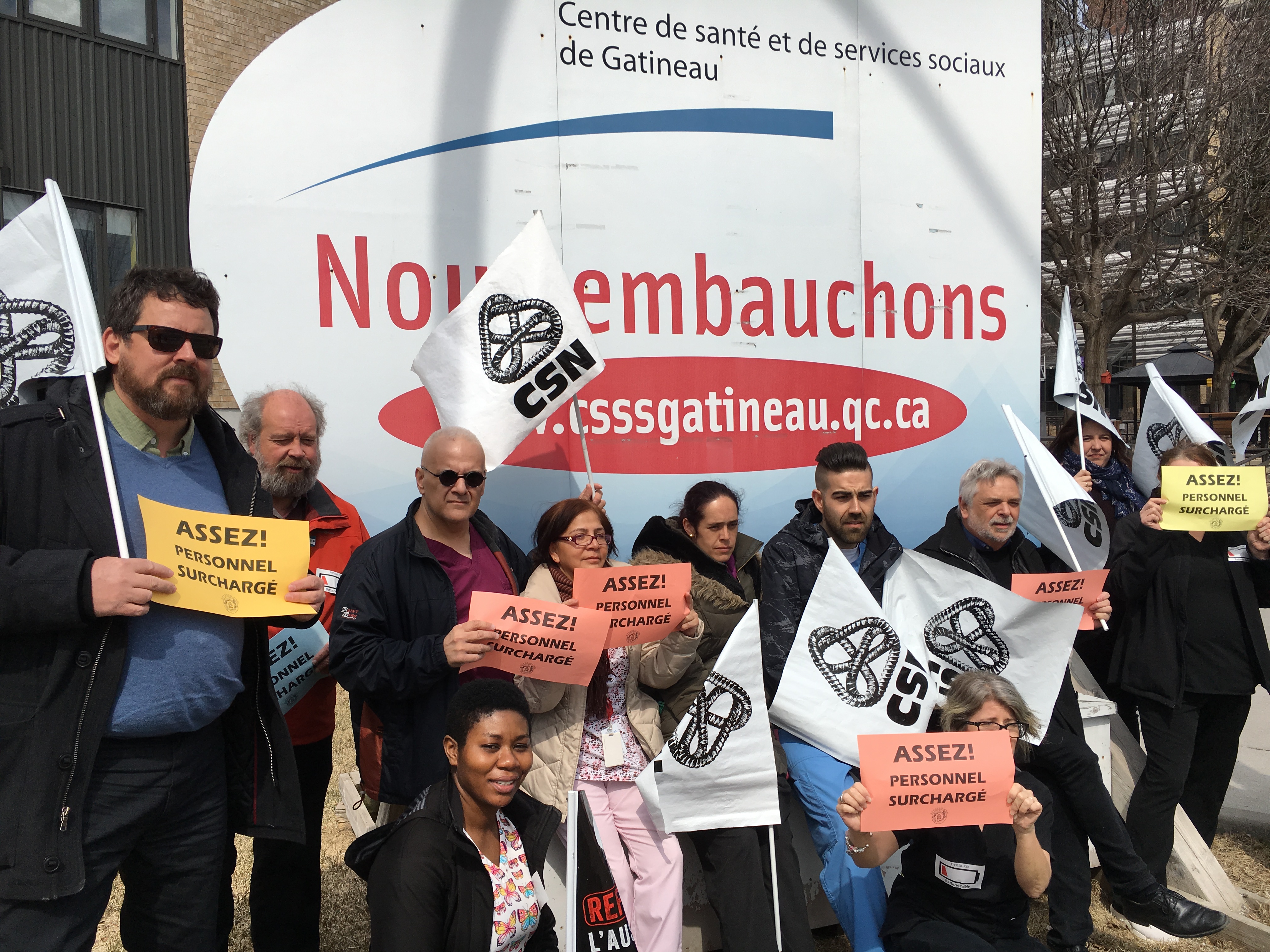 Les membres du Syndicat CSN du CISSS de l’Outaouais en action au CHSLD La Piéta